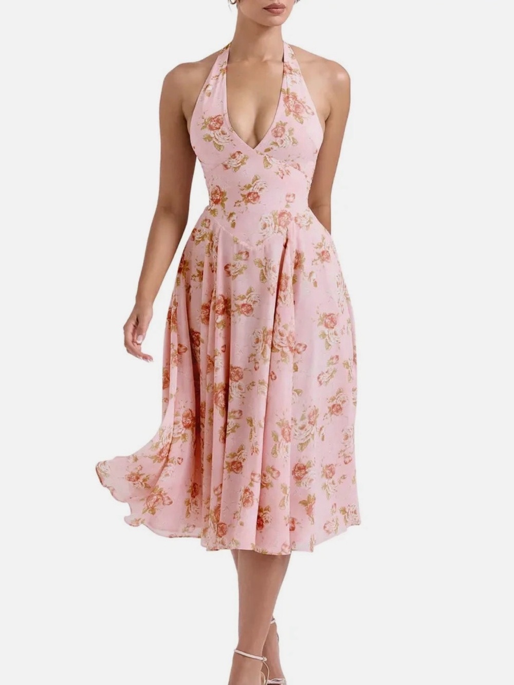 HOUSE OF CB Solada Floral Halter Midi Sundress A/C Cup